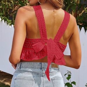 Size XS Red Tie Back Tank SHEIN